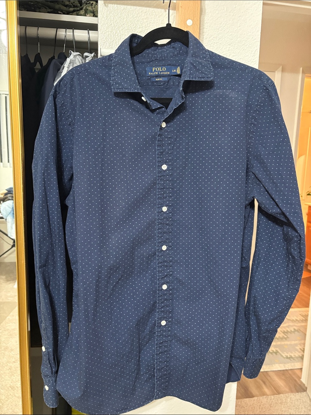 Polo by Ralph Lauren Navy Blue Micro-Dot Button-Down Shirt